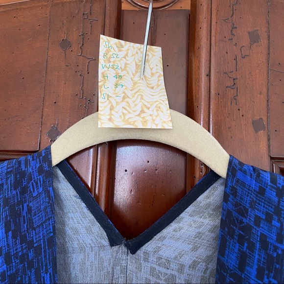 Vince Double V-Neck Silk Cobalt Blue Coastal Combo Print Dress | Small - Picture 10 of 10